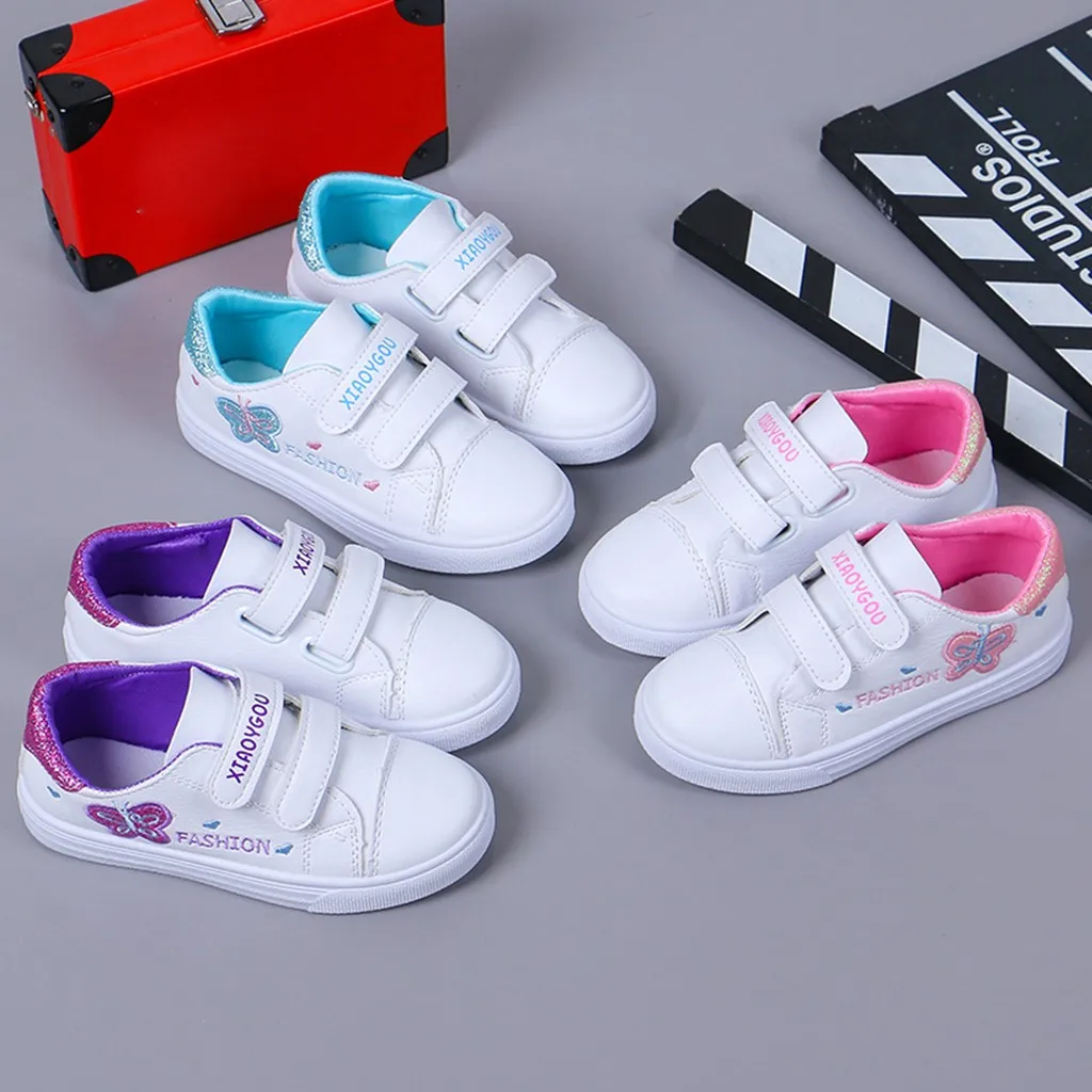 

Children Shoes for Girls White Sneakers Baby Kids Leather Flat Sport Shoes Breathable Fashion Kids Casual Student Running Shoes