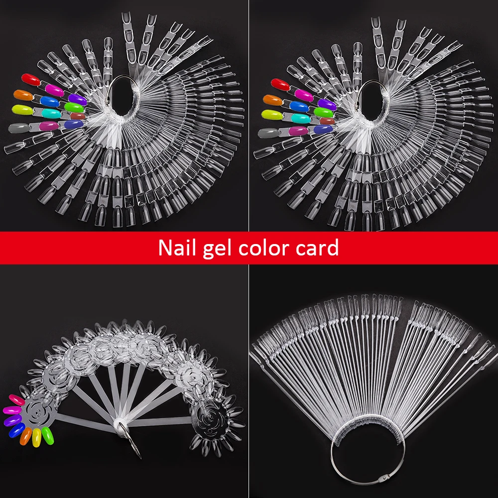 

False Nail Tips Display Oval Fan Style Nail Swatch Gel Polish Color Card Fake Nail Practice Palette Nail Color Card Nail Tools