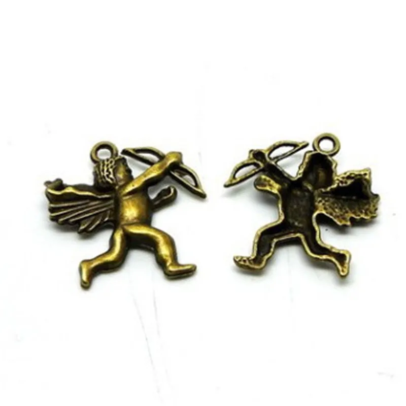 

100 шт./лот винтажные Подвески в виде Купидона 25x30 мм Подвески в виде любовных купидонов для ювелирных изделий ручной работы