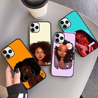 cartoon black girl phone case for iphone 13 12 11 mini pro xs max 8 7 6 6s plus x se 2020 xr