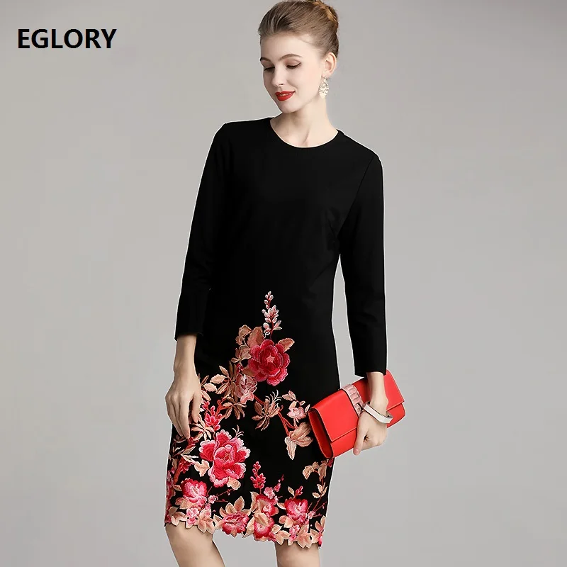 Высококачественное Брендовое китайское платье 2019 Осень Зима Женское роскошное с