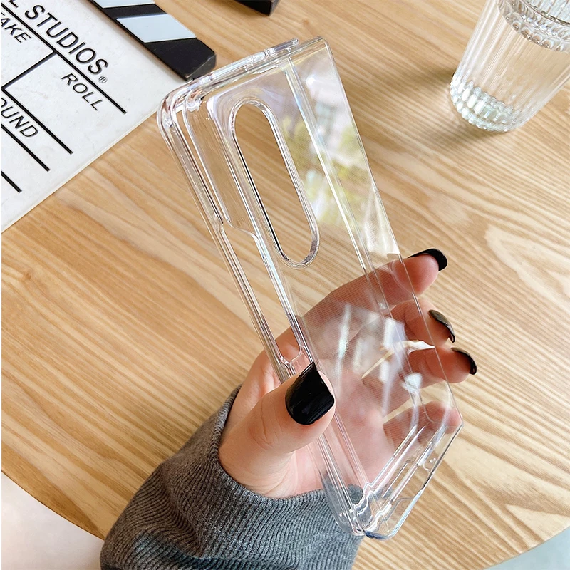 2021 for samsung galaxy z fold 3 5g case clear transparent pc hard protection phone back cover for samsung z fold3 2 flip 3 5g free global shipping