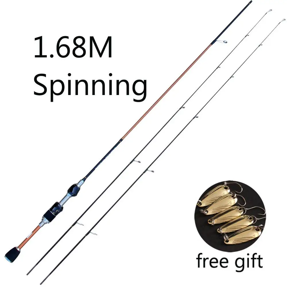Skmially carbon ul spinning rod 1.8m 1.68m0.8-5g ultralight spinning rods ultra light casting spinning fishing rod vara de pesca - Цвет: Темно-серый