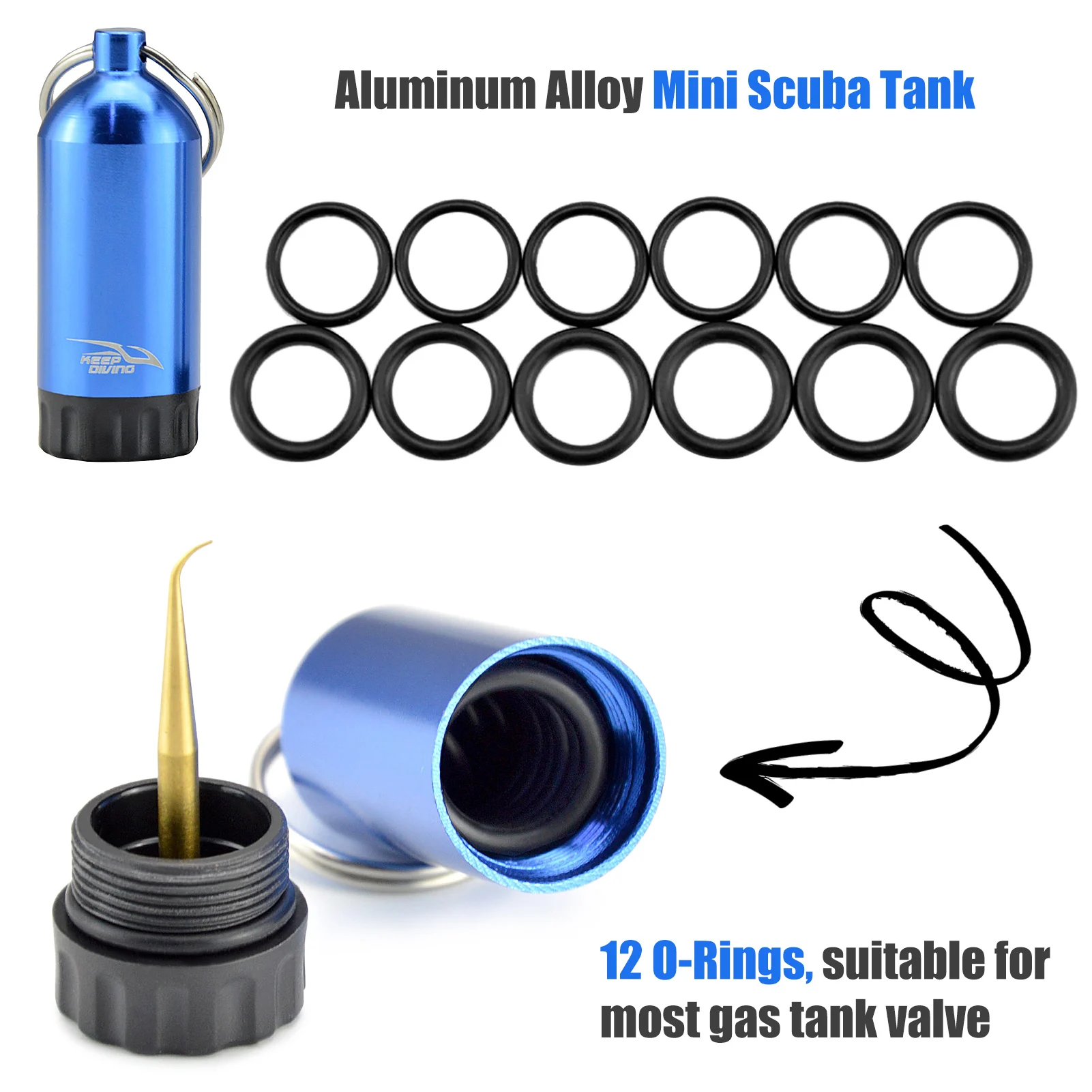 

Aluminum Alloy Mini Scuba Tank with One Pick Needle and O-Ring for Diving Yoke Scuba Accessory