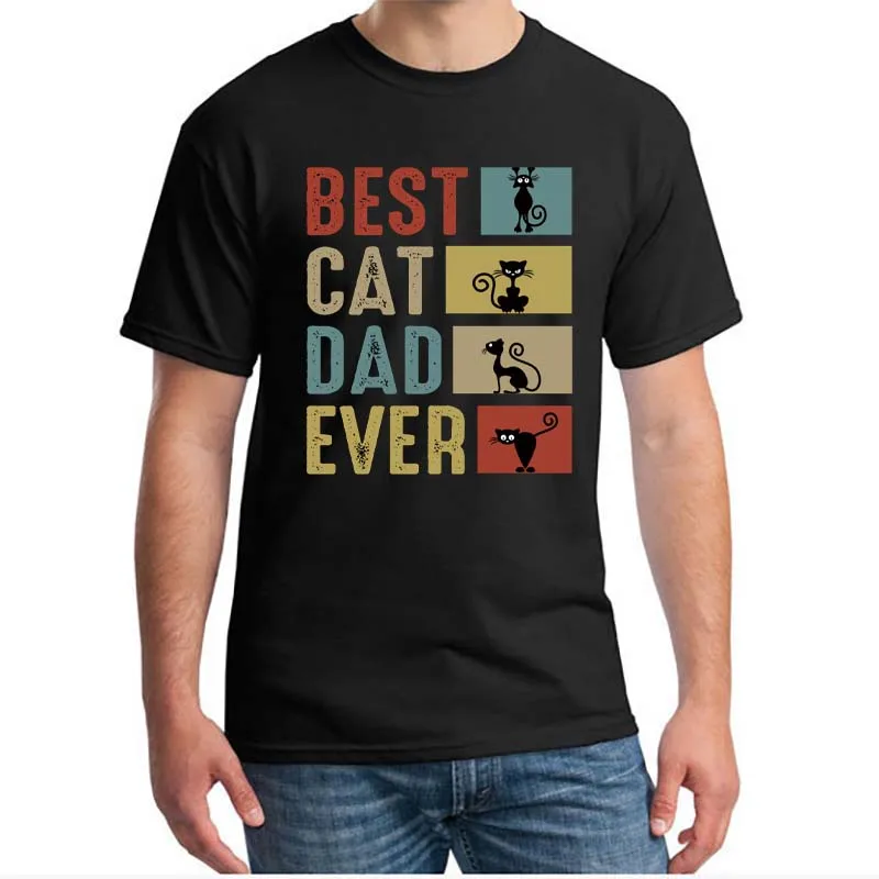 

Best Cat Dad Ever Cat Daddy Vintage T Shirts Lover Father Camisa 100% Premium Cotton Funny Cat Best Birthday Tshirt for Men