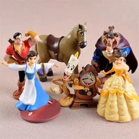 6pcs disney beauty and the beast belle princess 7 10cm action figure doll collection figurine toy model for kids gift
