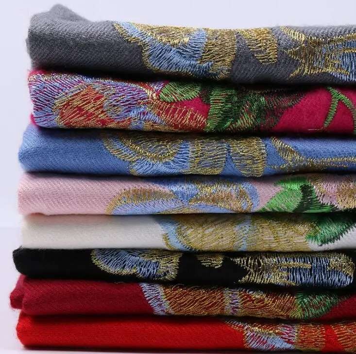 2019 роскошный брендовый кашемировый женский шарф зимняя теплая шаль с вышивкой