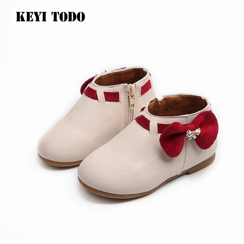 KEYITODO/детская кожаная обувь тонкие туфли для девочек красная бабочка мягкая