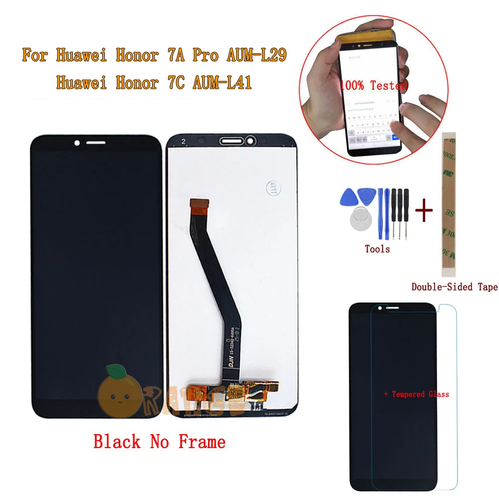 Black without Frame ЖК-дисплей стекло для huawei Honor 7A Pro AUM-L29/Honor 7C AUM-L41 ЖК-дисплей монитор сенсорный экран сенсорная Рамка Замена - Цвет: Black without Frame