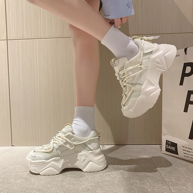 

2021 Platform Sneakers Women Casual Vulcanized Shoes Fashion Thick Bottom Basket Femme Chunky Sneakers Woman Zapatos De Mujer