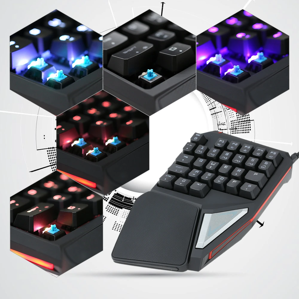 Механическая игровая клавиатура Delux T9 Plus проводная USB с 29 клавишами RGB