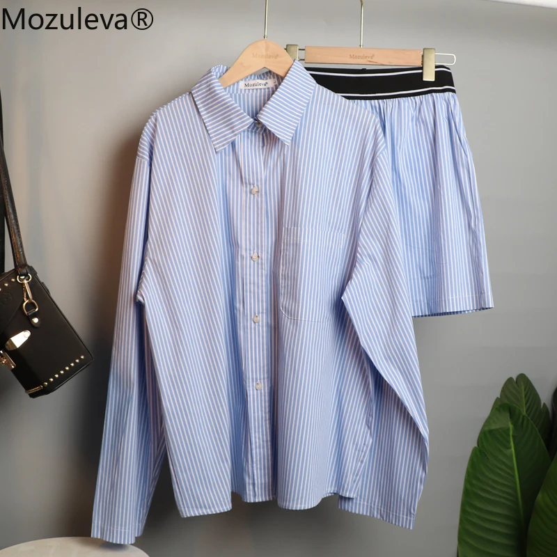 Mozuleva Women's Summer Two-piece Home Suit for Spring / Autumn Thin Long-sleeved Cotton Pants Pajamas Women | Женская одежда