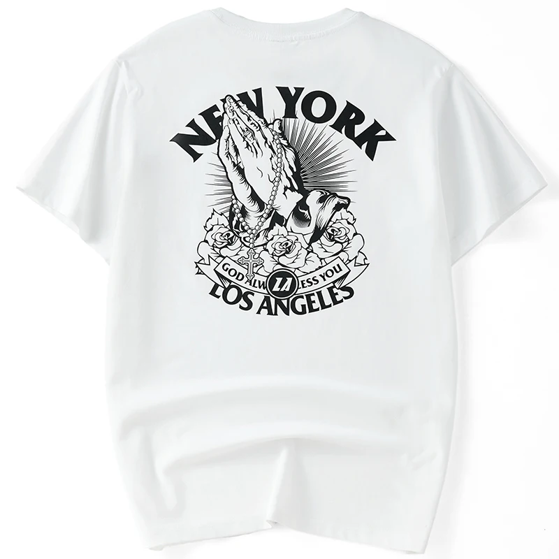 

2021 Summer Letter Print T-shirt Men 100% Cotton Black White Short Sleeve T shirt Streetwear Plus Size Men's Clothing Top Tees