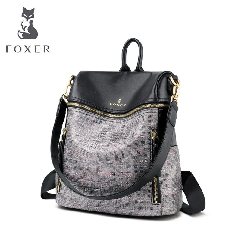 FOXER роскошный популярный высококачественный Женский рюкзак новые модные дикие вместительные, для отдыха, путешествий, цветной рюкзак двойного назначения