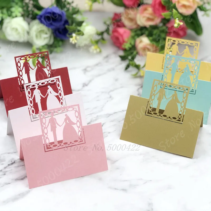 50 шт. свадебные открытки с лазерной резкой для вечерние ринки жениха и невесты |
