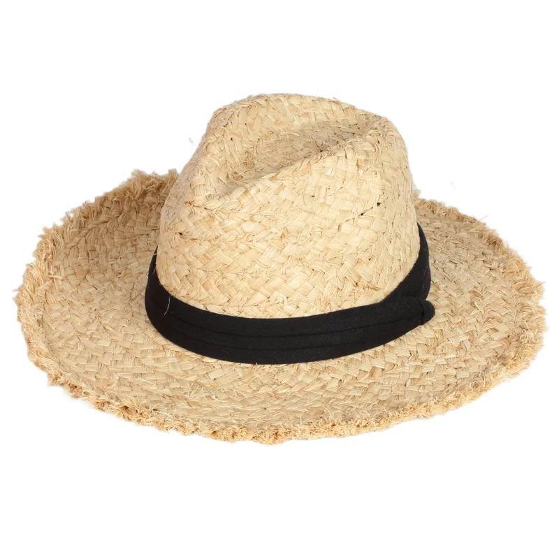 

Wholesale Fashion Lady summer sunshade wide brim panama straw hats Natural Raffia Hat For Seaside Holiday