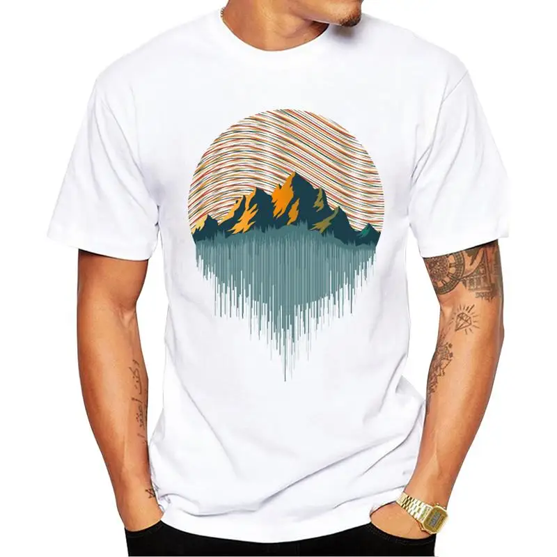 

FPACE Fashion The Everest Geometry Design Men T-Shirt Short Sleeve Tops Mountain Printed Tshirts Cool t shirts Essential Tee