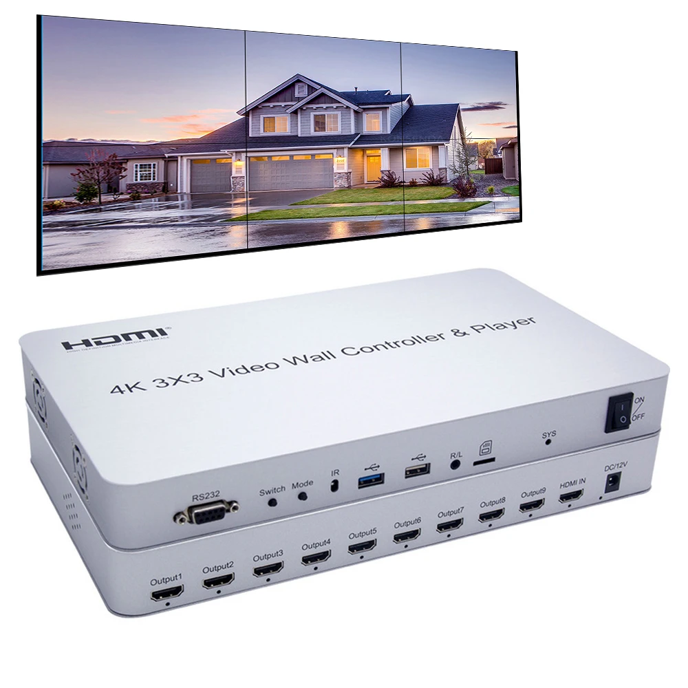 Online 4K 3x3 HDMI Video Wand Controller SD Karte USB-Player RS232 Video Prozessor Splicer 2x2 2x3 2x4 1x4 4x2 Unterstützung Cascade 3x4 4x4