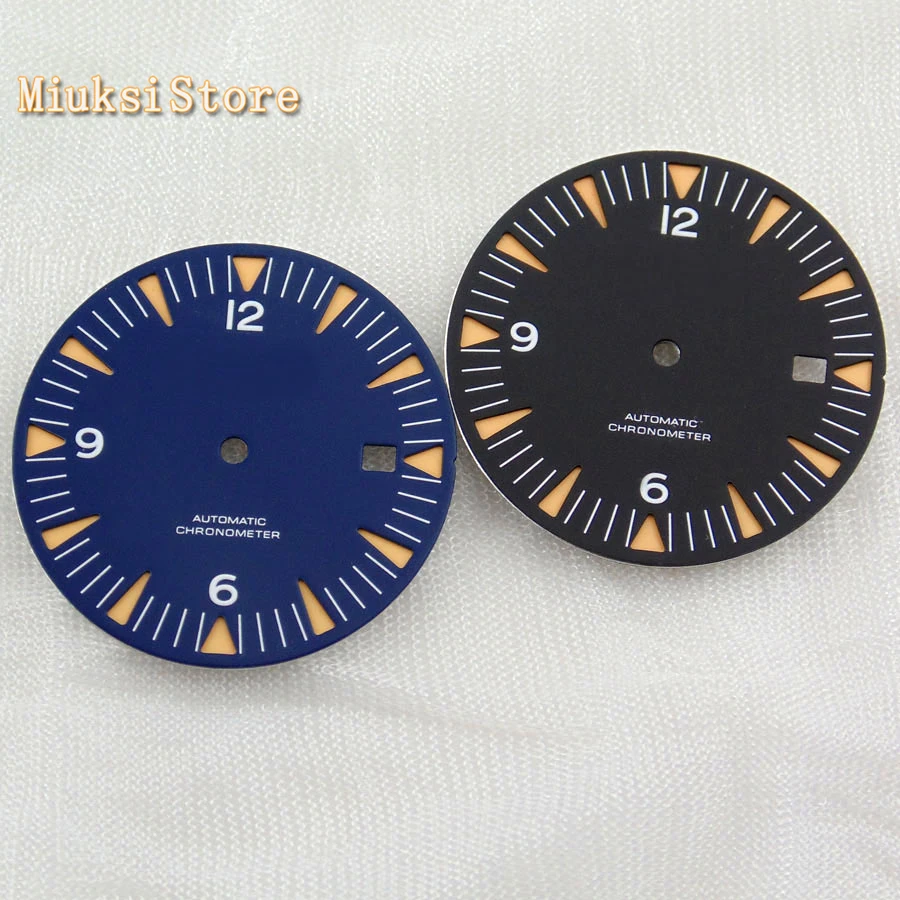 

31mm black/blue watch dial luminous dial fit NH35 ETA 2836 2824Miyota 8205/8215,Mingzhu DG2813/3804 movement