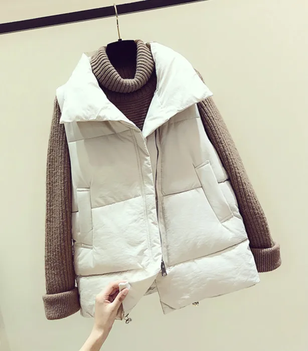 Женский Теплый жилет без рукавов повседневный плотный зеленого бежевого или