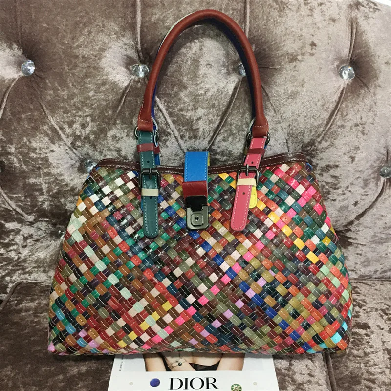 

2020 New Large Capacity Casual Totes High Quality Summer Woven Retro Shoulder Bags Niche Design Fashion Women Leather Handbags
