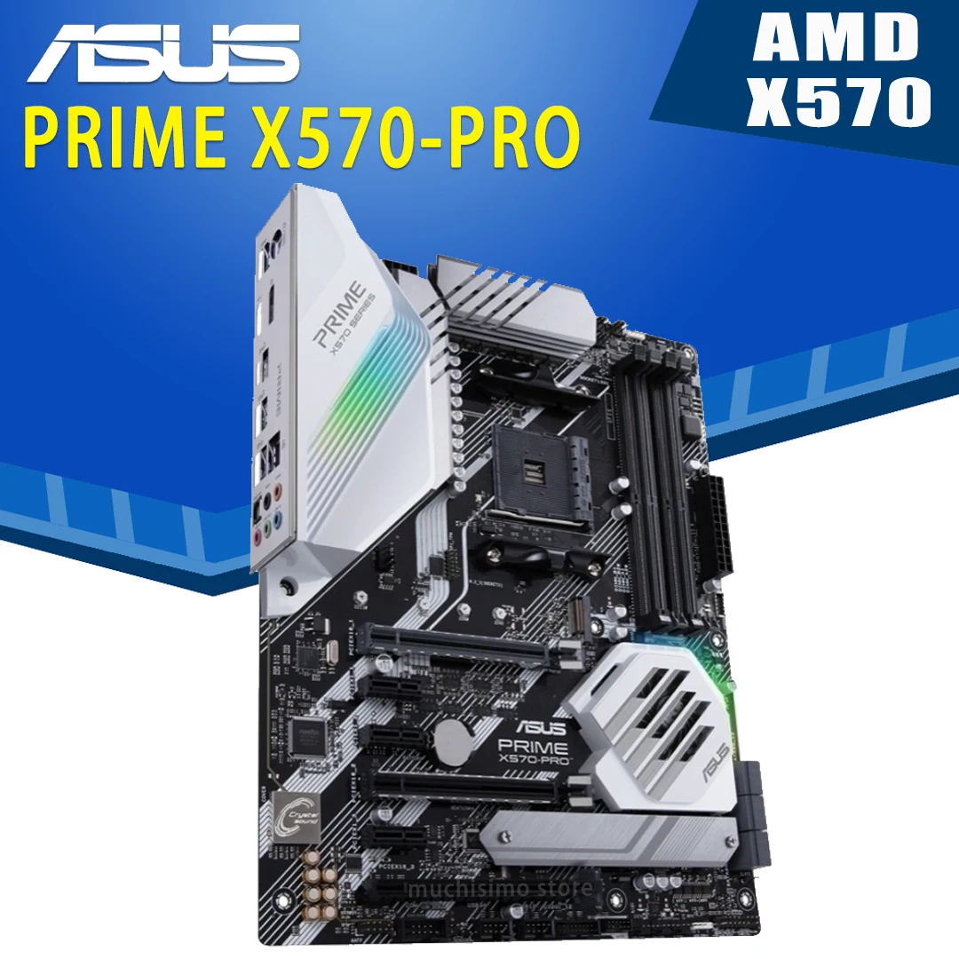 Günstig Buchse AM4 Asus PRIME X570-PRO Motherboard DDR4 128GB M.2 SATA3 RGB PCI-E 4,0 Desktop X570 Placa-Mãe AM4 Gaming ATX Verwendet