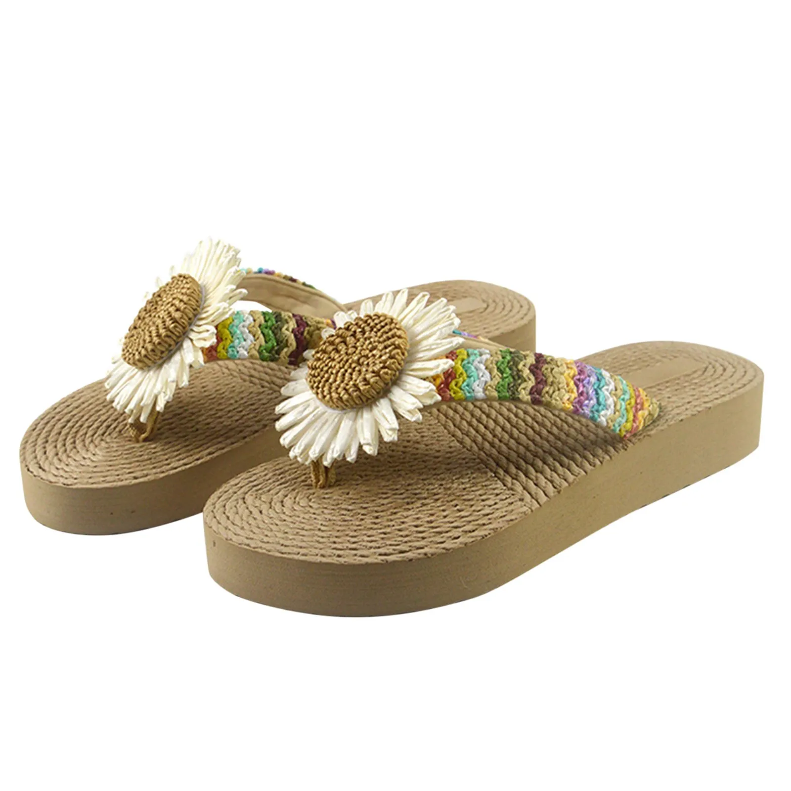 

New Women Sandals Slides Summer Flower Vintage Women Slipper Wedge Flip Flops Female Platform Sandals 2021 Casual Slippers Shoes