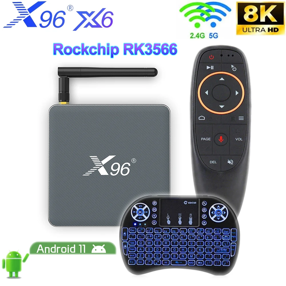 

X96 X6 TV Box Android 11 8GB RAM 128GB ROM Rockchip RK3566 Support 4K 2T2R MIMO Wifi 1000M 4G 64GB 32GB Media Player Set top box