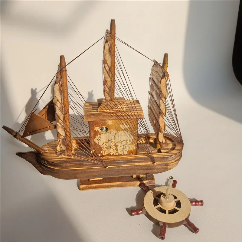 Деревянная парусная лодка ремесло руля деревянная модель украшения дома
