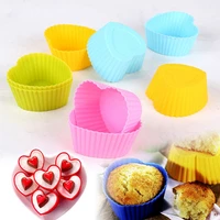 reusable silicone baking cake mold round muffin cup diy baking tools heart shaped flower kitchen cooking bakeware accessories