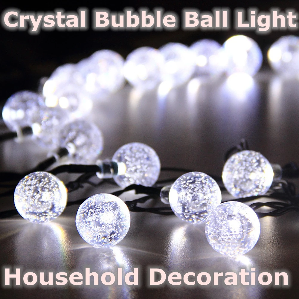 

300 Head/package Solar String Light Crystal Bubble Ball Multi-functional Accent Lighting Waterproof Outdoor Garden Decoration