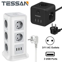 tessan 9 way socket strip 2500w 10a with 2m cable and 3 usb ports charger multiple sockets overload protection power tower