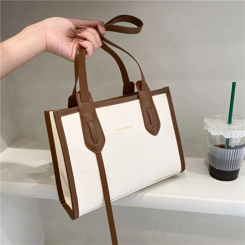 

Retro Shoulder Bag Female Large Capacity Handbag 2021 Simple Commuter Pu Solid Color Large Capacity Tote Bag Zipper Shopping Bag