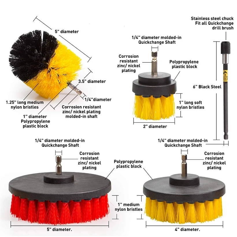 

15pcs Electric Drill Brush Set Bathroom Surfaces Tub Tile and Grout All Purpose Power Scrubber Cleaning Kit Electric Drill Brush