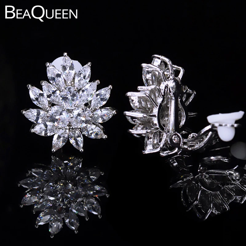 Женские серьги-клипсы без пирсинга, с фианитом