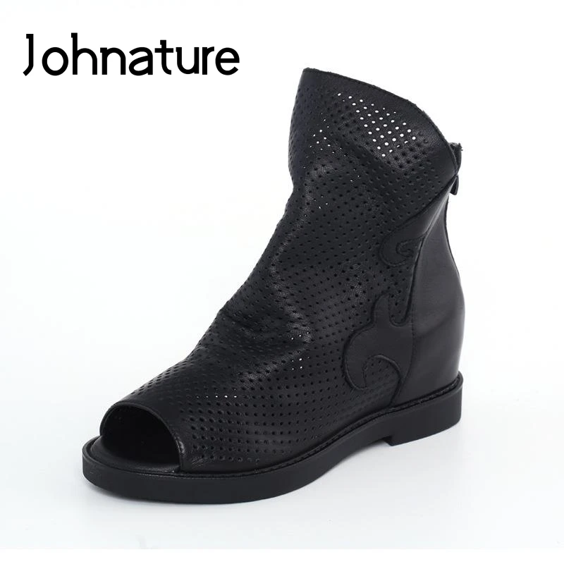 Женские повседневные римские сандалии Johnature из натуральной кожи на молнии с