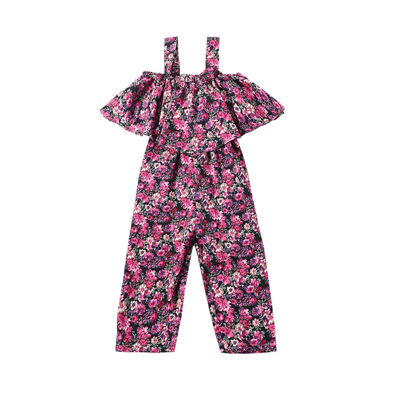 

2021 Summer Mother and Daughter Parent-child Clothes Girls Floral Sling Jumpsuit Mommy and Daughter Matching Clothes