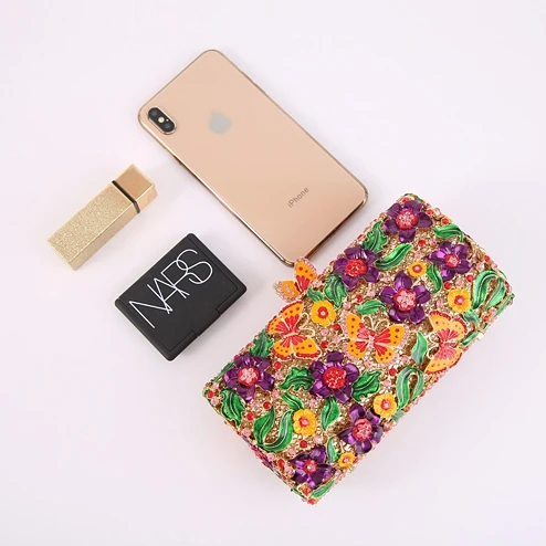 Женские вечерние сумки с фиолетовым цветком и бриллиантами женские сумочки