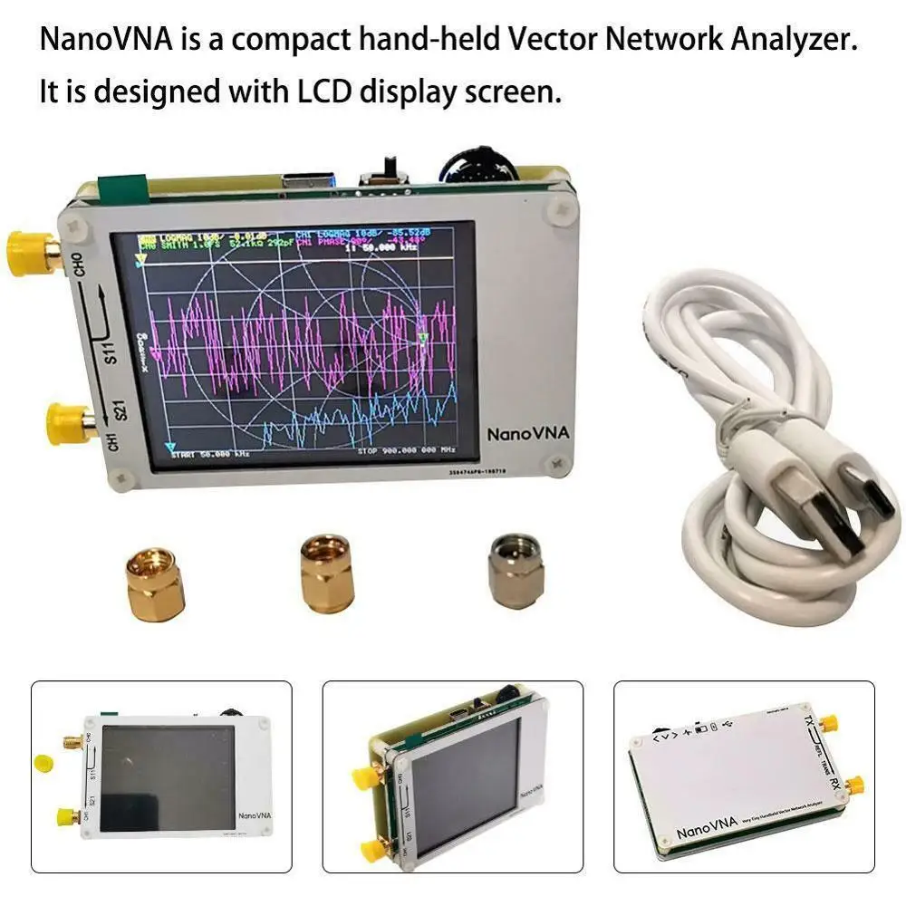 Векторный сетевой анализатор нановны VNA 50 кГц-900 МГц сенсорный ЖК-дисплей HF VHF UHF антенный анализатор стоящая волна без бита