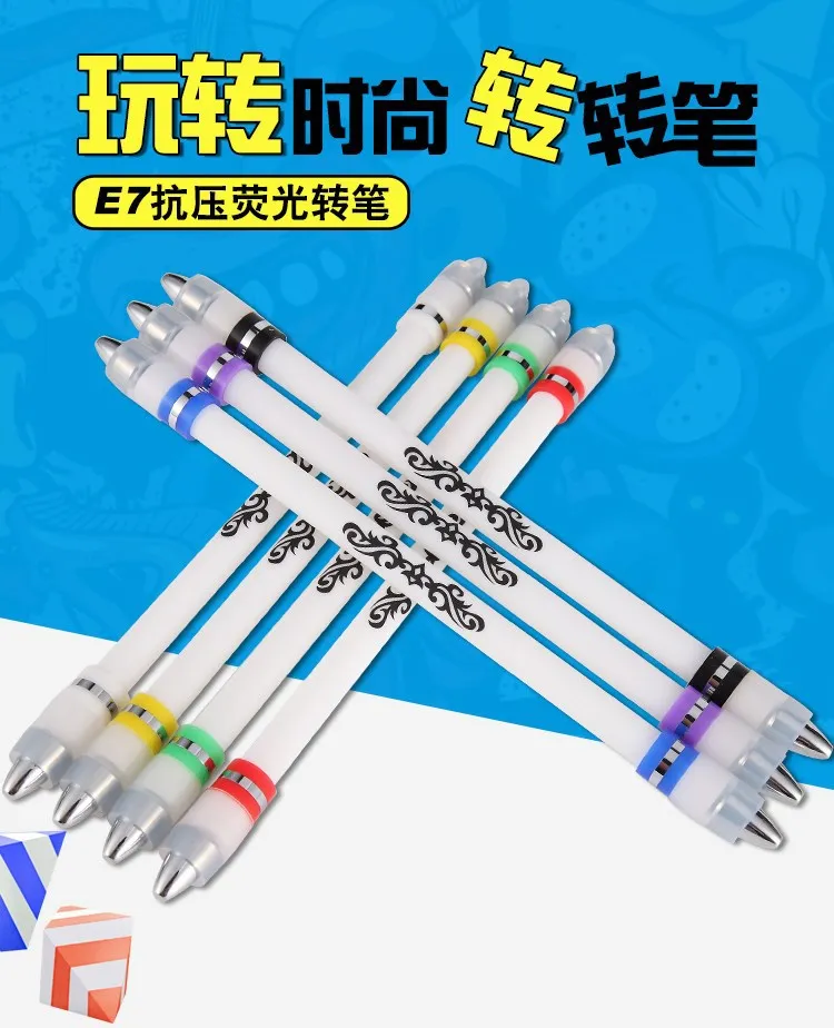 Светодиодная ручка новинка стильная светящаяся флуоресцентная Вращающаяся для