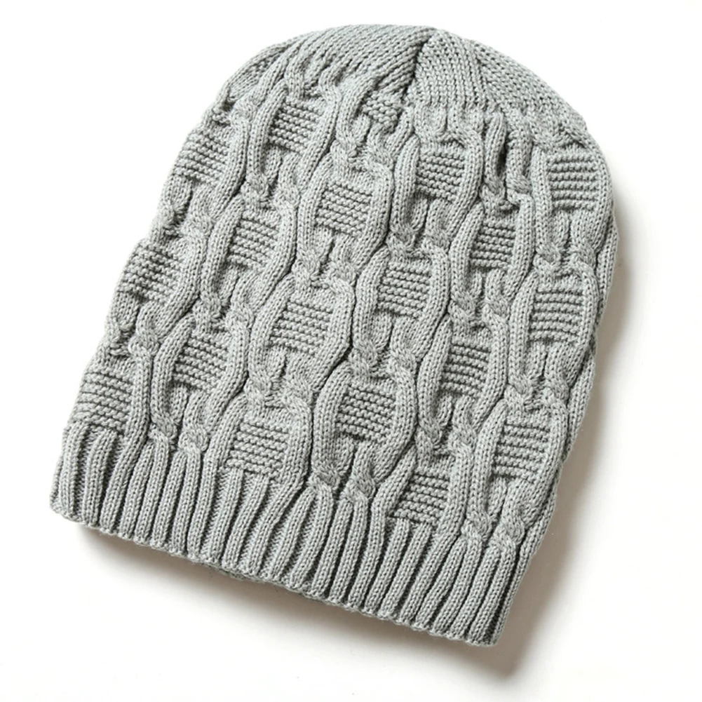 

Men Women Solid Color Slouch Knitted Beanie Hat Autumn Winter Skateboard Cap Warm Outdoor women's double wool hat Xmas Gift