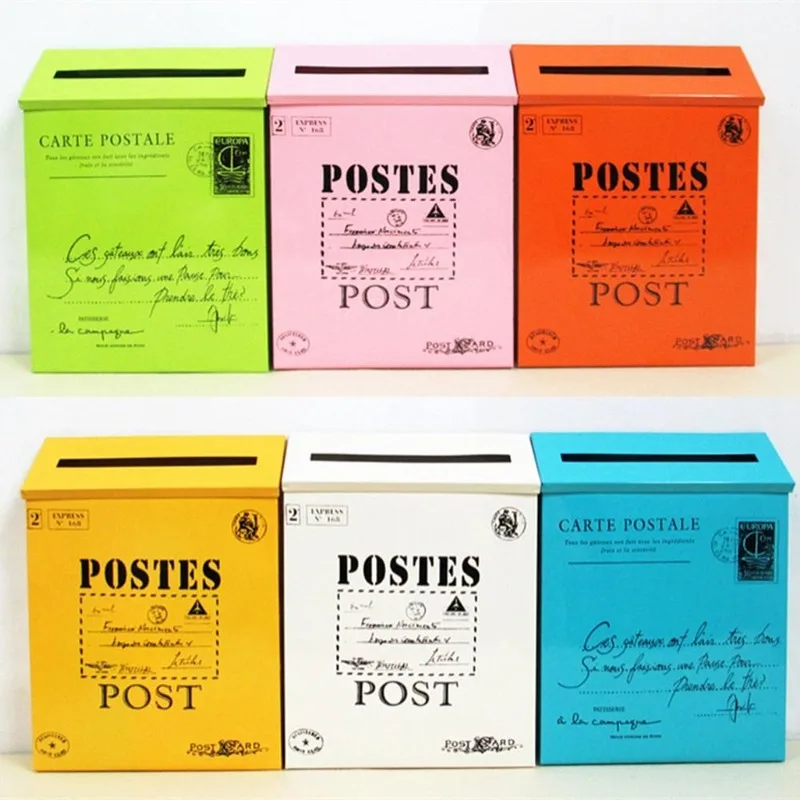 

Home Decor Retro Metal Mailbox Wall Mounted Mailbox Bucket Newspaper Letter Postbox Storage Holder Garden Decor