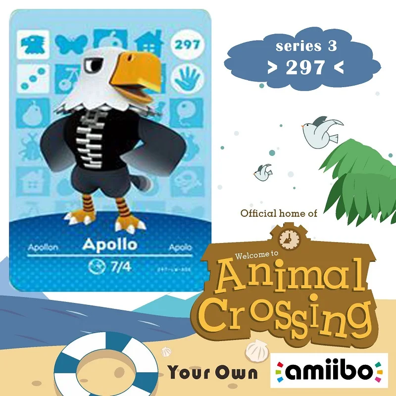 Карта амиибо Apollo Amiibo 297 карта пересечения животных пересечение новые горизонты