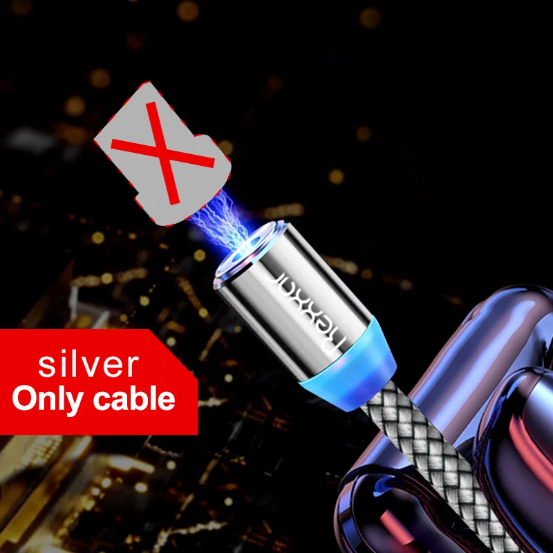 Only Silver Cable Магнитный кабель Быстрая зарядка usb type C кабель магнитное зарядное устройство Micro USB кабель мобильного телефона Кабели для Samsung iphone USB шнур 1 м - Цвет: Only Silver Cable