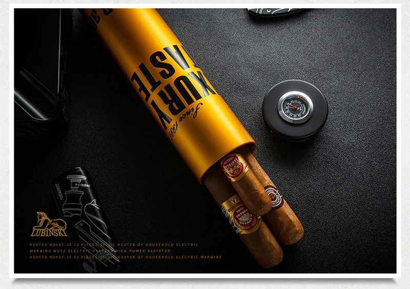 LUBINSKI труба металлическая для сигары путешествия Humidor коробка 3 трубки Чехол