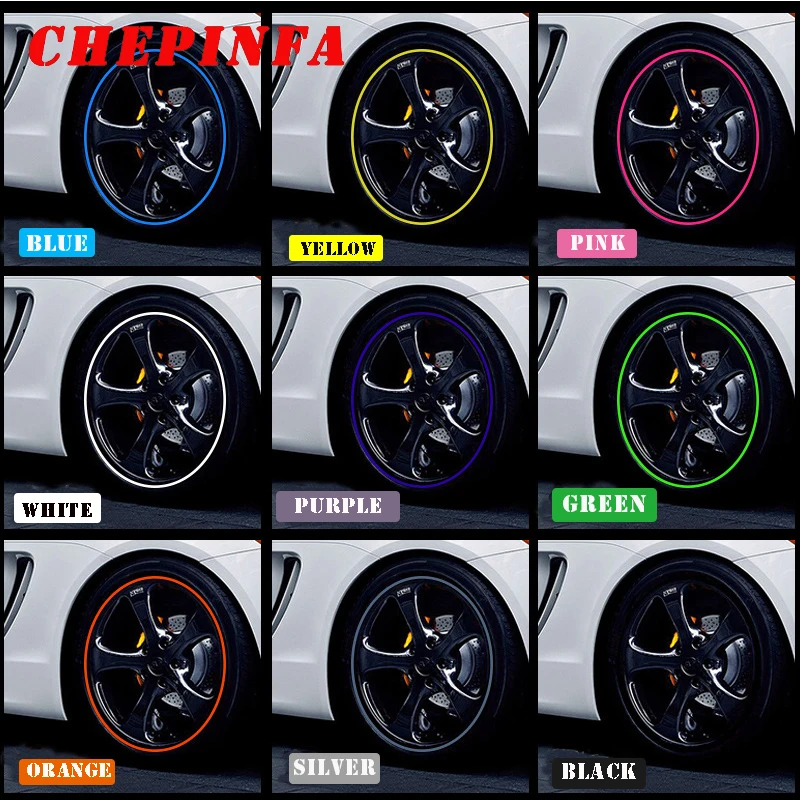 

8m Car wheel strip Wheel Rim Sticker Chrome Wheel Decoration Auto Tire Rims Plated Protection Decoration Exterior Accessories