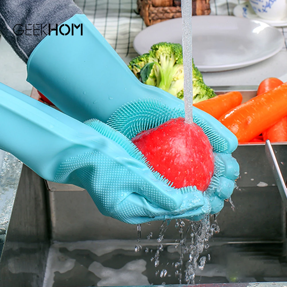 2 шт. силиконовые перчатки для мытья посуды Кухня инструмент магия силикона