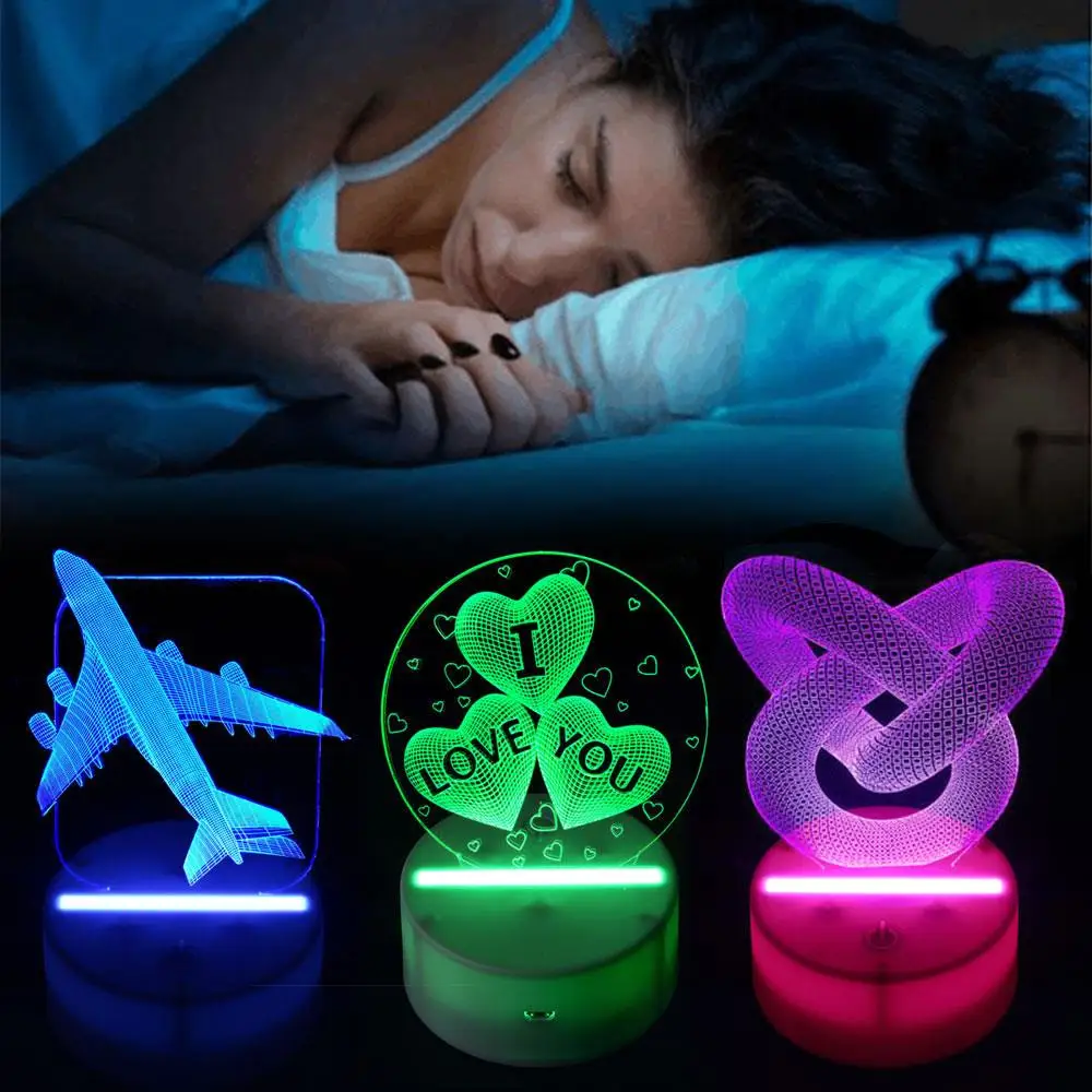 

Lamp Base 3D Night Light Ornament Display Light Base Romantic DC 5V LED Decoration Gift Luminous Modern Lighting Fixture Indoor