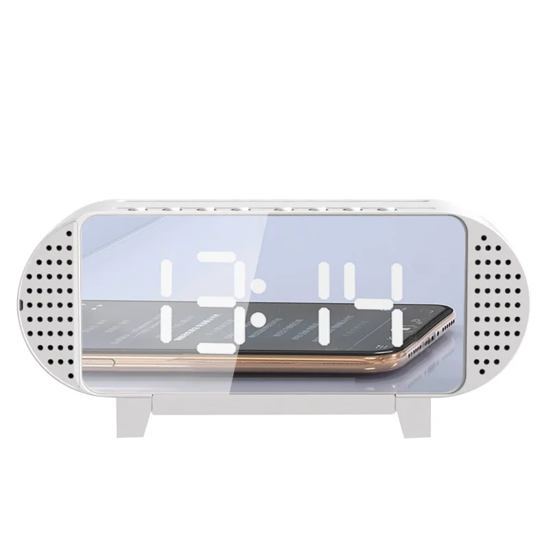 

Multifunction Mirror Alarm Clock Bluetooth-compatible Speaker With FM Radio LED Mirror Wireless Music Player Table Clock