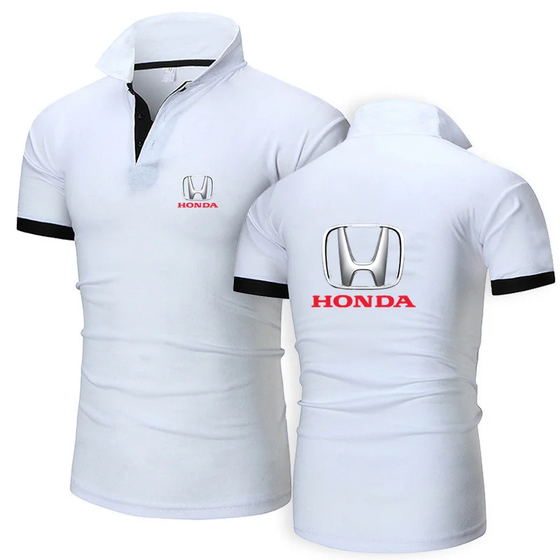 

Honda Car Logo Printing 2021 Mens Summer Slim Stretch Short-Sleeved Daily Casual Business Luxury Men's 5-Color Plus Size S-5XL